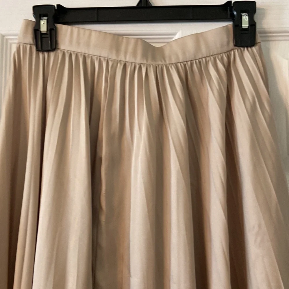 J. Crew Tan Cream Midi A-Line Skirt size XS excellent condition - Picture 2 of 8